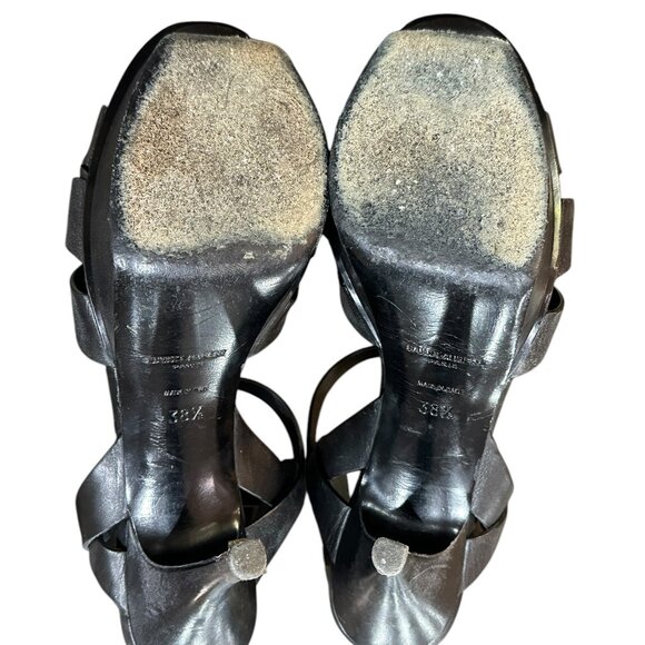 Yves Saint Laurent YSL Woodstock Nero Platform 4" Heel Black Sandals Size 38.5 - Picture 5 of 13